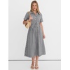 image:imageANRABESS Women Summer Short Sleeve Midi Dress Striped amp Gingham Casual ALine Button Collar Shirt Dress Beach amp VacationBlack White Plaid
