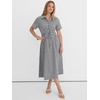image:imageANRABESS Women Summer Short Sleeve Midi Dress Striped amp Gingham Casual ALine Button Collar Shirt Dress Beach amp VacationBlack White Plaid
