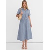 image:imageANRABESS Women Summer Short Sleeve Midi Dress Striped amp Gingham Casual ALine Button Collar Shirt Dress Beach amp VacationBlue White Plaid