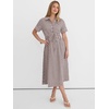 image:imageANRABESS Women Summer Short Sleeve Midi Dress Striped amp Gingham Casual ALine Button Collar Shirt Dress Beach amp VacationBrown White Plaid