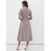 image:imageANRABESS Women Summer Short Sleeve Midi Dress Striped amp Gingham Casual ALine Button Collar Shirt Dress Beach amp VacationBrown White Plaid