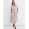 image:imageANRABESS Women Summer Short Sleeve Midi Dress Striped amp Gingham Casual ALine Button Collar Shirt Dress Beach amp VacationLight Brown White Stripe