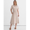 image:imageANRABESS Women Summer Short Sleeve Midi Dress Striped amp Gingham Casual ALine Button Collar Shirt Dress Beach amp VacationLight Brown White Stripe