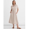 image:imageANRABESS Women Summer Short Sleeve Midi Dress Striped amp Gingham Casual ALine Button Collar Shirt Dress Beach amp VacationLight Brown White Stripe