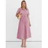 image:imageANRABESS Women Summer Short Sleeve Midi Dress Striped amp Gingham Casual ALine Button Collar Shirt Dress Beach amp VacationRed White Plaid