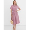 image:imageANRABESS Women Summer Short Sleeve Midi Dress Striped amp Gingham Casual ALine Button Collar Shirt Dress Beach amp VacationRed White Plaid