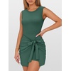 image:imageANRABESS Women Summer Sleeveless Bodycon Tie Waist Romper Skort Mini Tennis Athletic Dress Built Shorts Casual Vacation DressDark Green