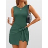 image:imageANRABESS Women Summer Sleeveless Bodycon Tie Waist Romper Skort Mini Tennis Athletic Dress Built Shorts Casual Vacation DressDark Green