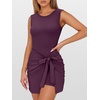 image:imageANRABESS Women Summer Sleeveless Bodycon Tie Waist Romper Skort Mini Tennis Athletic Dress Built Shorts Casual Vacation DressDark Purple