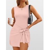 image:imageANRABESS Women Summer Sleeveless Bodycon Tie Waist Romper Skort Mini Tennis Athletic Dress Built Shorts Casual Vacation DressLight Pink