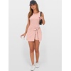 image:imageANRABESS Women Summer Sleeveless Bodycon Tie Waist Romper Skort Mini Tennis Athletic Dress Built Shorts Casual Vacation DressLight Pink