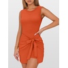 image:imageANRABESS Women Summer Sleeveless Bodycon Tie Waist Romper Skort Mini Tennis Athletic Dress Built Shorts Casual Vacation DressOrange