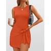image:imageANRABESS Women Summer Sleeveless Bodycon Tie Waist Romper Skort Mini Tennis Athletic Dress Built Shorts Casual Vacation DressOrange