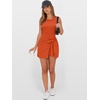 image:imageANRABESS Women Summer Sleeveless Bodycon Tie Waist Romper Skort Mini Tennis Athletic Dress Built Shorts Casual Vacation DressOrange