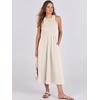 image:imageANRABESS Womens 2026 Summer Casual Maxi Dress A line Tiered Flowy Sleeveless Crewneck T Shirt Beach Travel Long DressesApricot
