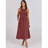 image:imageANRABESS Womens 2026 Summer Casual Maxi Dress A line Tiered Flowy Sleeveless Crewneck T Shirt Beach Travel Long DressesBrick Red