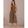 image:imageANRABESS Womens 2026 Summer Casual Maxi Dress A line Tiered Flowy Sleeveless Crewneck T Shirt Beach Travel Long DressesBrown