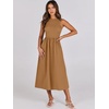 image:imageANRABESS Womens 2026 Summer Casual Maxi Dress A line Tiered Flowy Sleeveless Crewneck T Shirt Beach Travel Long DressesCaramel
