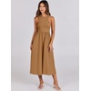 image:imageANRABESS Womens 2026 Summer Casual Maxi Dress A line Tiered Flowy Sleeveless Crewneck T Shirt Beach Travel Long DressesCaramel