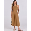 image:imageANRABESS Womens 2026 Summer Casual Maxi Dress A line Tiered Flowy Sleeveless Crewneck T Shirt Beach Travel Long DressesCaramel