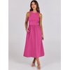 image:imageANRABESS Womens 2026 Summer Casual Maxi Dress A line Tiered Flowy Sleeveless Crewneck T Shirt Beach Travel Long DressesHot Pink