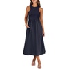 image:imageANRABESS Womens 2026 Summer Casual Maxi Dress A line Tiered Flowy Sleeveless Crewneck T Shirt Beach Travel Long DressesNavy Blue