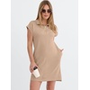 image:imageANRABESS Womens Cap Sleeve Half Zip Dress Casual Soft Summer TShirt Dresses with Pockets for Travel Vacation amp Daily WearAlmond