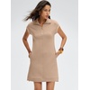 image:imageANRABESS Womens Cap Sleeve Half Zip Dress Casual Soft Summer TShirt Dresses with Pockets for Travel Vacation amp Daily WearAlmond