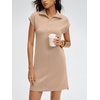 image:imageANRABESS Womens Cap Sleeve Half Zip Dress Casual Soft Summer TShirt Dresses with Pockets for Travel Vacation amp Daily WearAlmond