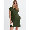 image:imageANRABESS Womens Cap Sleeve Half Zip Dress Casual Soft Summer TShirt Dresses with Pockets for Travel Vacation amp Daily WearArmy Green