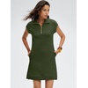 image:imageANRABESS Womens Cap Sleeve Half Zip Dress Casual Soft Summer TShirt Dresses with Pockets for Travel Vacation amp Daily WearArmy Green