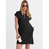 image:imageANRABESS Womens Cap Sleeve Half Zip Dress Casual Soft Summer TShirt Dresses with Pockets for Travel Vacation amp Daily WearBlack