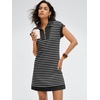image:imageANRABESS Womens Cap Sleeve Half Zip Dress Casual Soft Summer TShirt Dresses with Pockets for Travel Vacation amp Daily WearBlack White Stripe