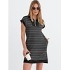 image:imageANRABESS Womens Cap Sleeve Half Zip Dress Casual Soft Summer TShirt Dresses with Pockets for Travel Vacation amp Daily WearBlack White Stripe