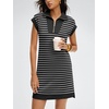 image:imageANRABESS Womens Cap Sleeve Half Zip Dress Casual Soft Summer TShirt Dresses with Pockets for Travel Vacation amp Daily WearBlack White Stripe