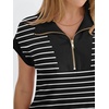 image:imageANRABESS Womens Cap Sleeve Half Zip Dress Casual Soft Summer TShirt Dresses with Pockets for Travel Vacation amp Daily WearBlack White Stripe