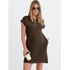 image:imageANRABESS Womens Cap Sleeve Half Zip Dress Casual Soft Summer TShirt Dresses with Pockets for Travel Vacation amp Daily WearBrown