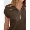 image:imageANRABESS Womens Cap Sleeve Half Zip Dress Casual Soft Summer TShirt Dresses with Pockets for Travel Vacation amp Daily WearBrown