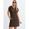 image:imageANRABESS Womens Cap Sleeve Half Zip Dress Casual Soft Summer TShirt Dresses with Pockets for Travel Vacation amp Daily WearBrown