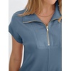 image:imageANRABESS Womens Cap Sleeve Half Zip Dress Casual Soft Summer TShirt Dresses with Pockets for Travel Vacation amp Daily WearGrey Blue