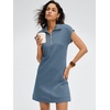 image:imageANRABESS Womens Cap Sleeve Half Zip Dress Casual Soft Summer TShirt Dresses with Pockets for Travel Vacation amp Daily WearGrey Blue