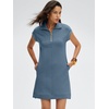 image:imageANRABESS Womens Cap Sleeve Half Zip Dress Casual Soft Summer TShirt Dresses with Pockets for Travel Vacation amp Daily WearGrey Blue