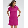 image:imageANRABESS Womens Cap Sleeve Half Zip Dress Casual Soft Summer TShirt Dresses with Pockets for Travel Vacation amp Daily WearHot Pink