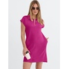 image:imageANRABESS Womens Cap Sleeve Half Zip Dress Casual Soft Summer TShirt Dresses with Pockets for Travel Vacation amp Daily WearHot Pink