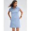 image:imageANRABESS Womens Cap Sleeve Half Zip Dress Casual Soft Summer TShirt Dresses with Pockets for Travel Vacation amp Daily WearLight Blue