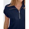 image:imageANRABESS Womens Cap Sleeve Half Zip Dress Casual Soft Summer TShirt Dresses with Pockets for Travel Vacation amp Daily WearNavy Blue
