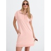 image:imageANRABESS Womens Cap Sleeve Half Zip Dress Casual Soft Summer TShirt Dresses with Pockets for Travel Vacation amp Daily WearPink White Stripe