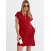image:imageANRABESS Womens Cap Sleeve Half Zip Dress Casual Soft Summer TShirt Dresses with Pockets for Travel Vacation amp Daily WearRed