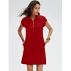 image:imageANRABESS Womens Cap Sleeve Half Zip Dress Casual Soft Summer TShirt Dresses with Pockets for Travel Vacation amp Daily WearRed