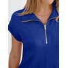 image:imageANRABESS Womens Cap Sleeve Half Zip Dress Casual Soft Summer TShirt Dresses with Pockets for Travel Vacation amp Daily WearRoyal Blue